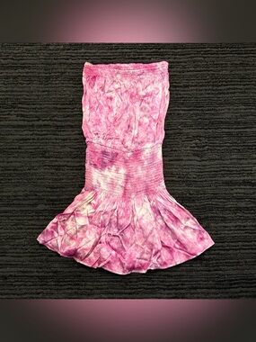 Rays For Days Mila Tie Dye Smocked Strapless Satin Dress